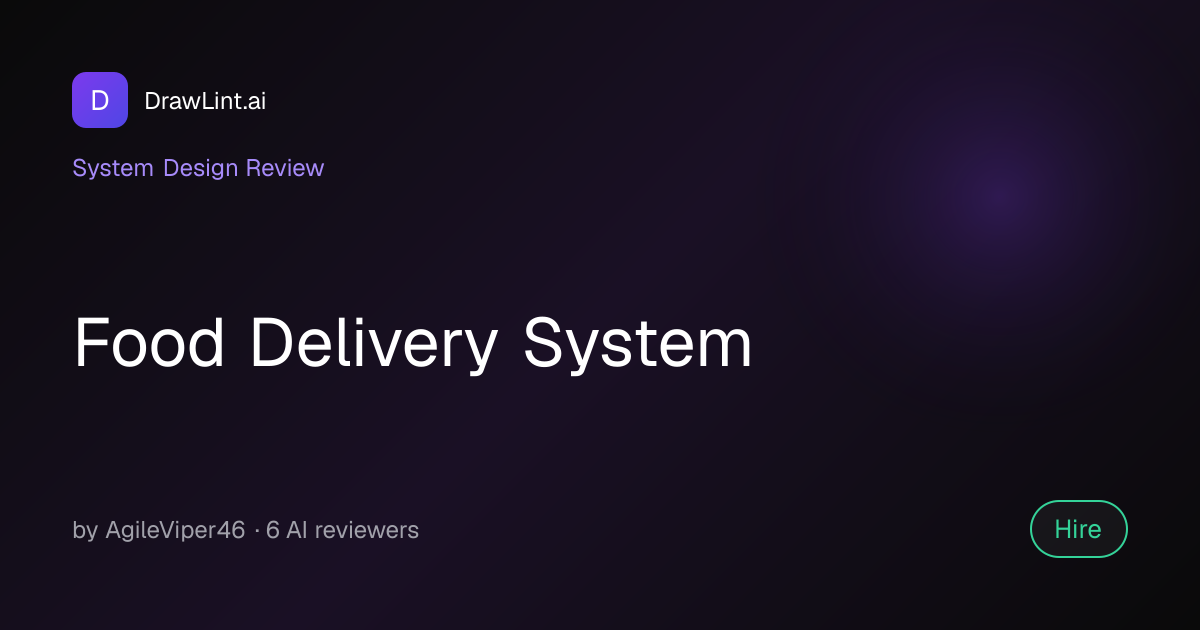 Food Delivery System — System Design by AgileViper46 | DrawLint.ai